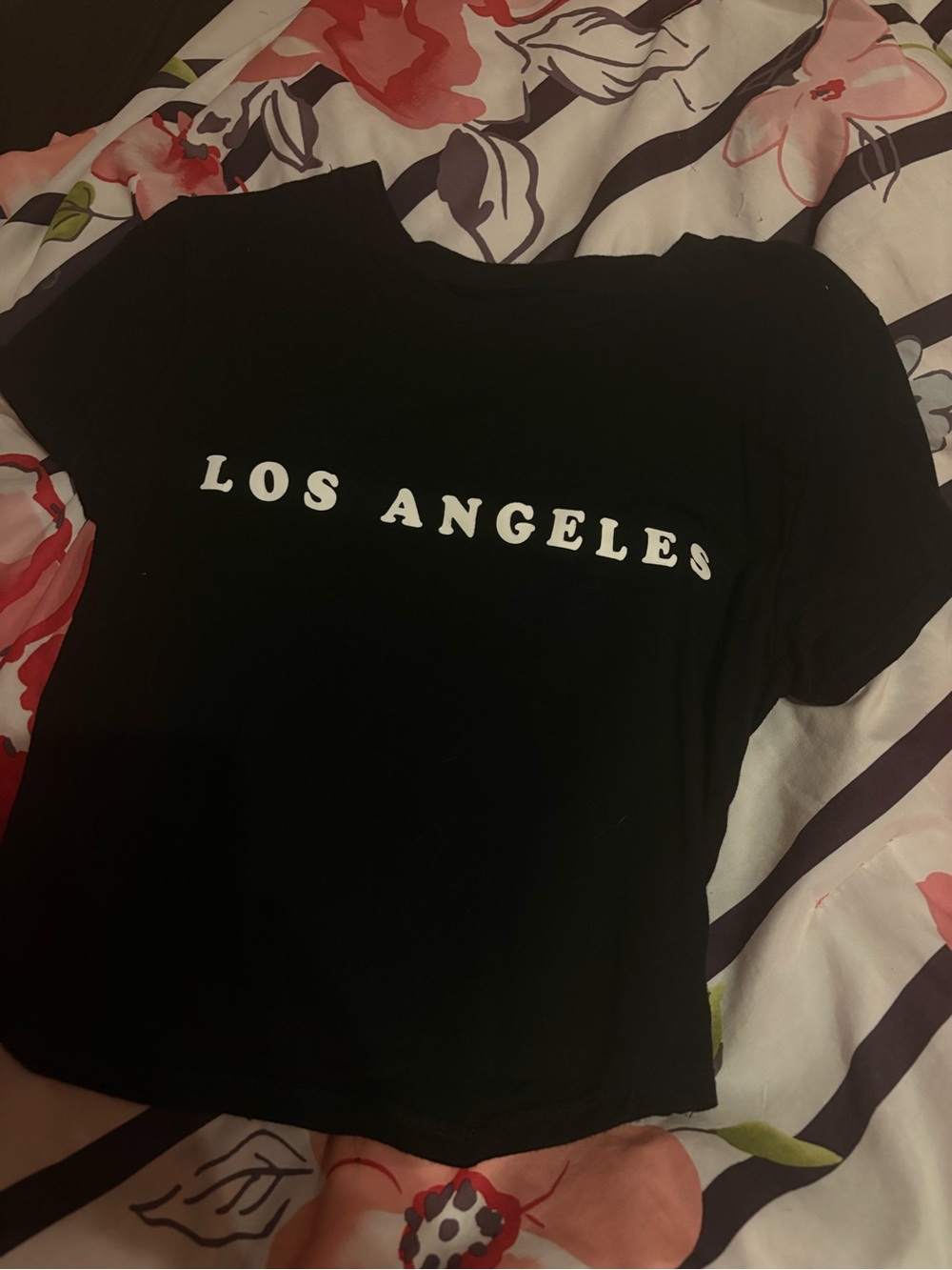 Los Angeles Graphic Crop Tee - Black